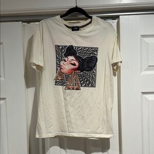 Fendi Cream T-Shirt with Artistic Face Design